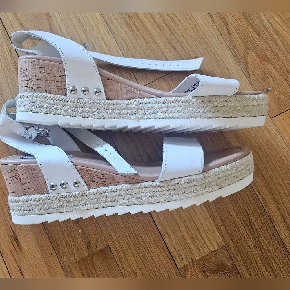 Steve Madden White Espadrille Platform Sandals